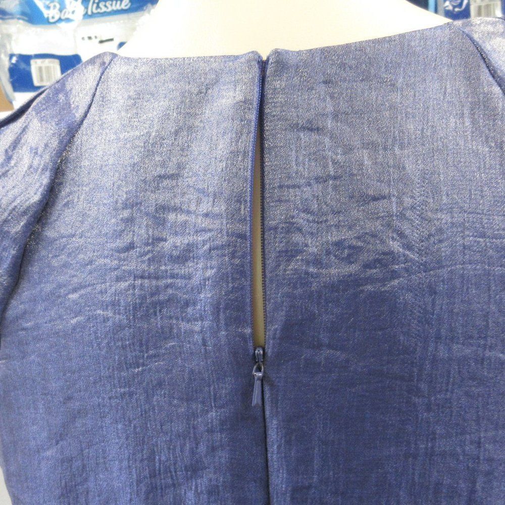 ADRIANA PAPELL Sleeveless V-Neck Faux Wrap Tiered Ruffle Dress Sz 12 Knee Length - Picture 12 of 15